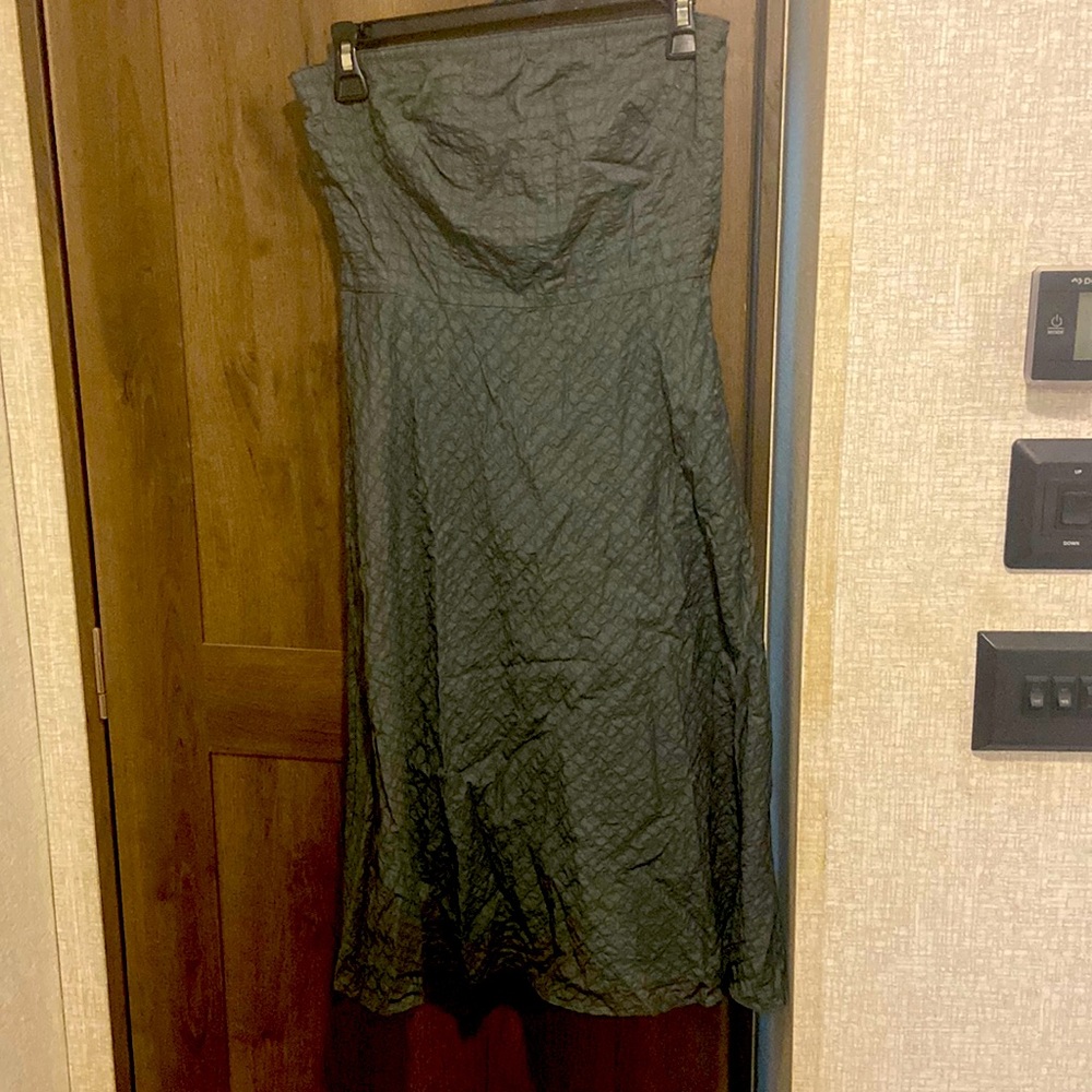 J.Crew gray strapless dress.